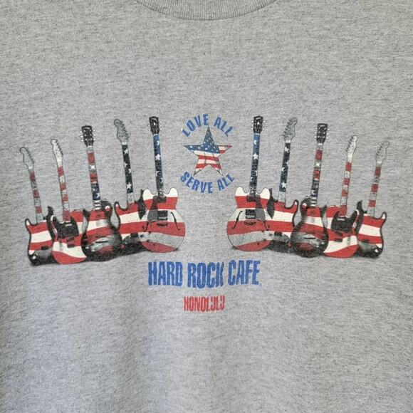 Hard Rock Cafe Honolulu T Shirt Gray Love All Serve All Guitar Mens Size S - Picture 3 of 7